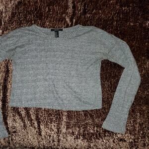 F21 Gray Long Sleeve Crop Top 💆 💆‍♂️ 💆‍♀️ EUC